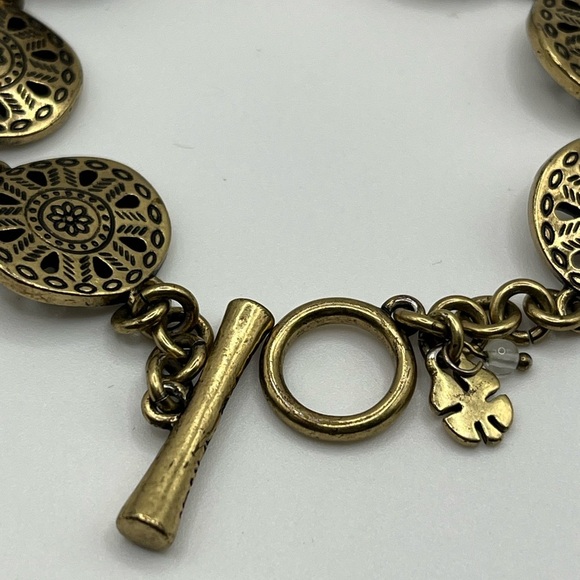 Lucky Brand Medallion Link Bracelet - Antique Gold Tone, 7.5” - Picture 2 of 5